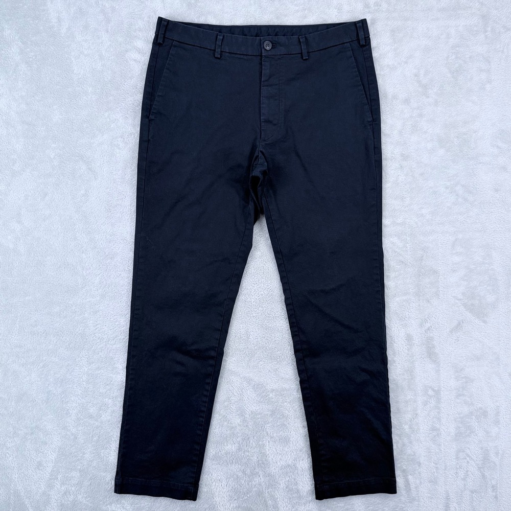 Uniqlo Slim Fit Chino Pants Mens 34x30 Navy Blue Stretch Cotton Trousers Flat